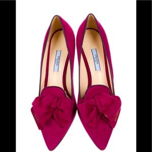 Prada Suede Bow Accents Pumps w/ Tags